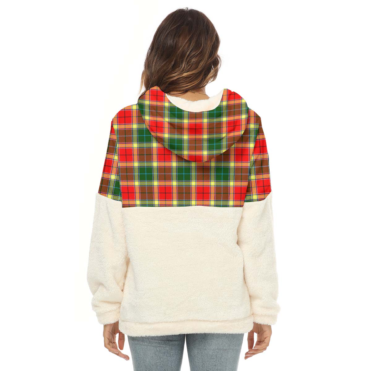 Gibsone (Gibson-Gibbs) Tartan Women's Borg Fleece Hoodie With Half Zip - Tartan Vibes Clothing