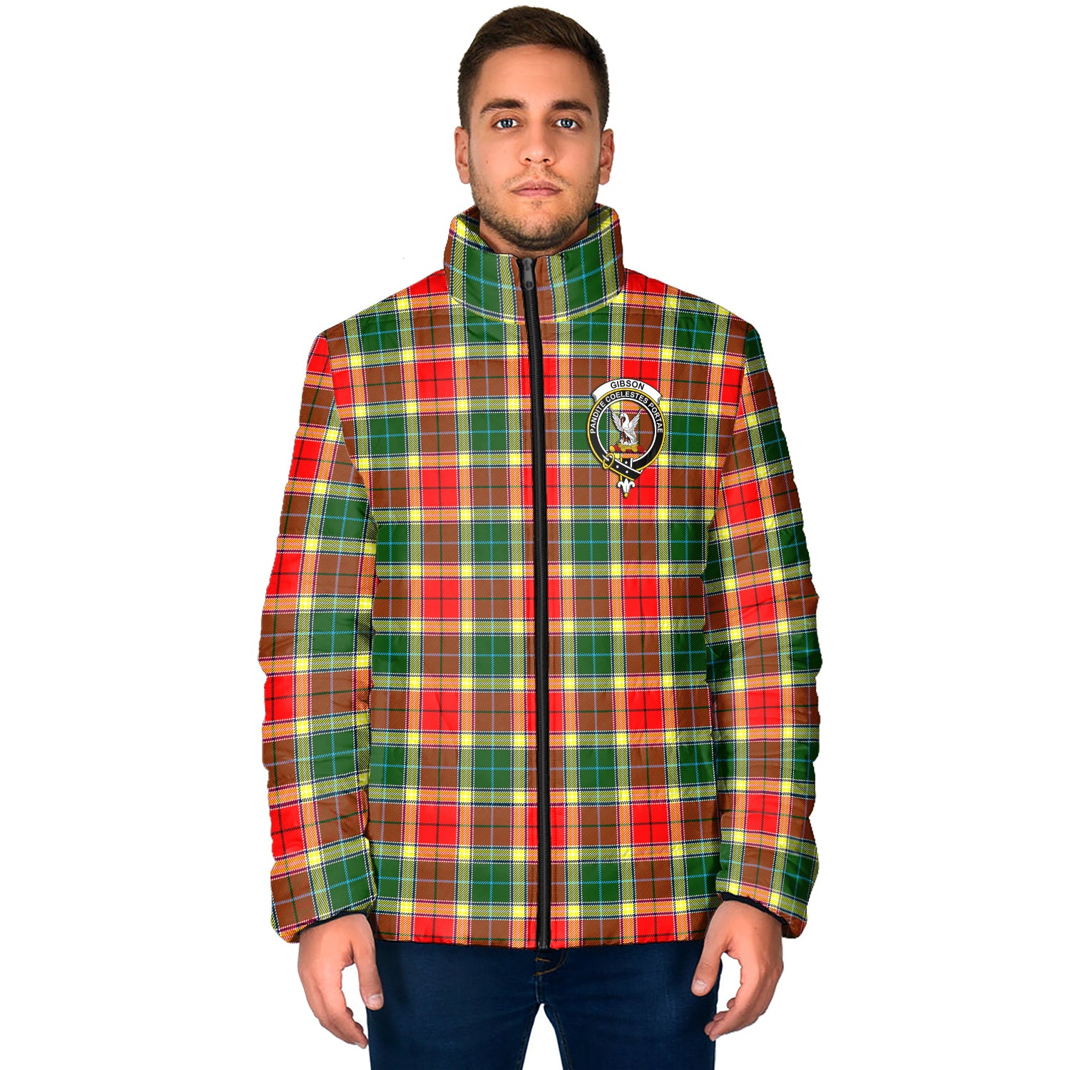 Gibson (Gibbs or Gibsone) Tartan Padded Jacket with Family Crest - Tartan Vibes Clothing