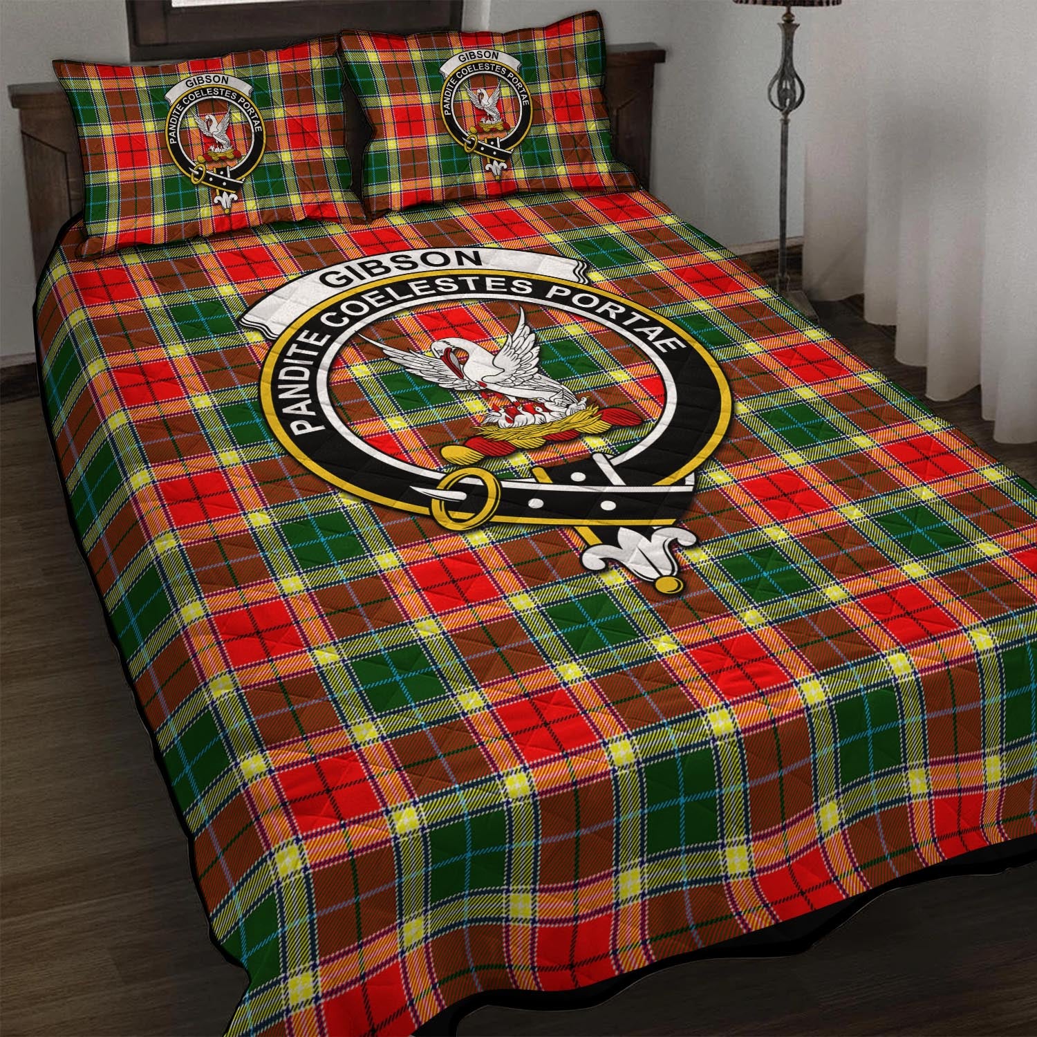 Gibson (Gibbs or Gibsone) Tartan Quilt Bed Set with Family Crest - Tartan Vibes Clothing