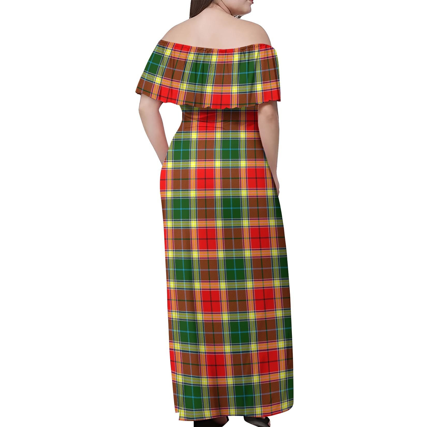 Gibsone (Gibson-Gibbs) Tartan Off Shoulder Long Dress - Tartanvibesclothing