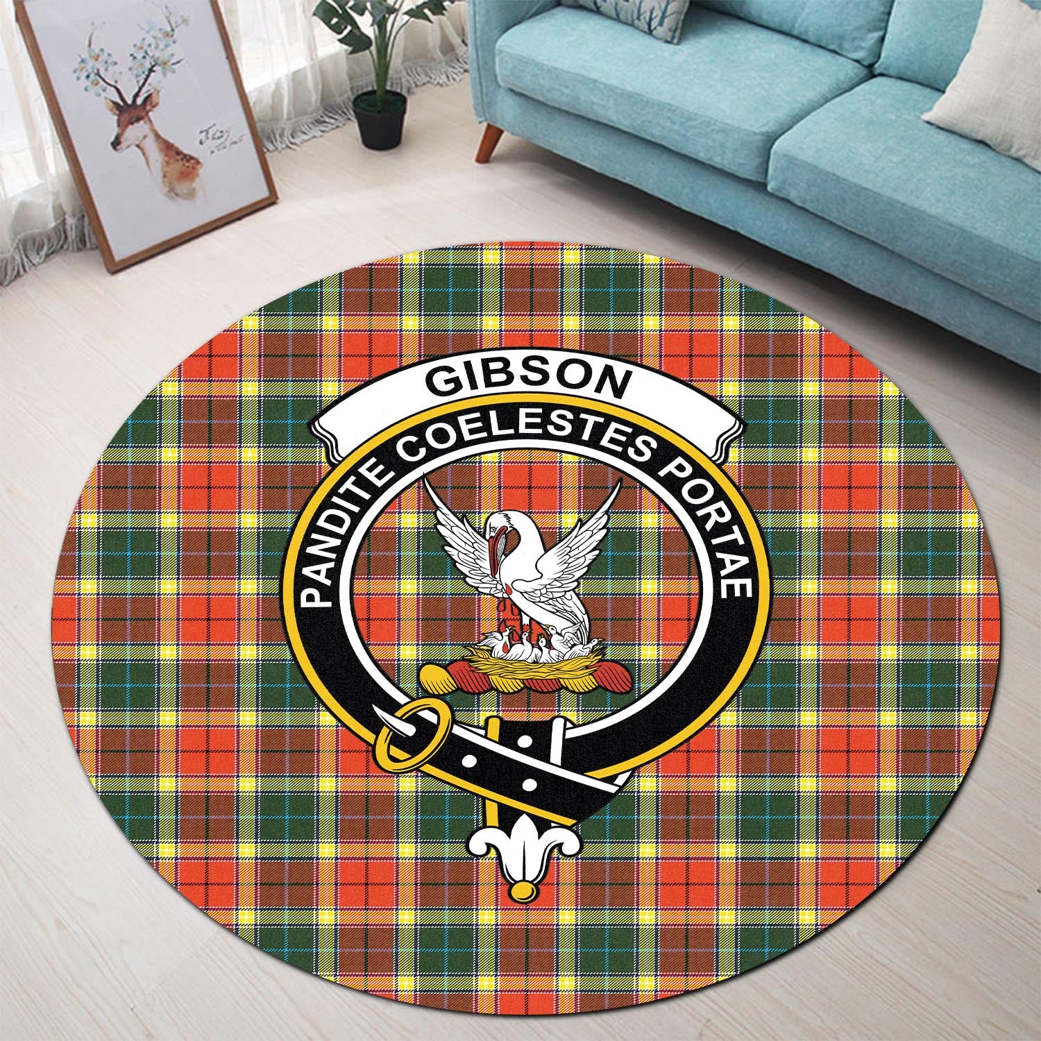 gibsone-gibson-gibbs-tartan-round-rug-with-family-crest