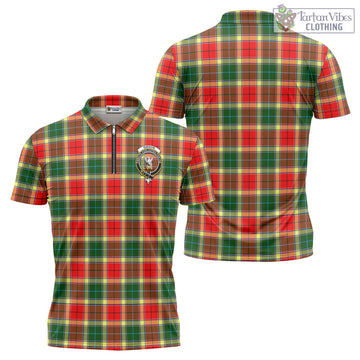 Gibson (Gibbs or Gibsone) Tartan Zipper Polo Shirt with Family Crest