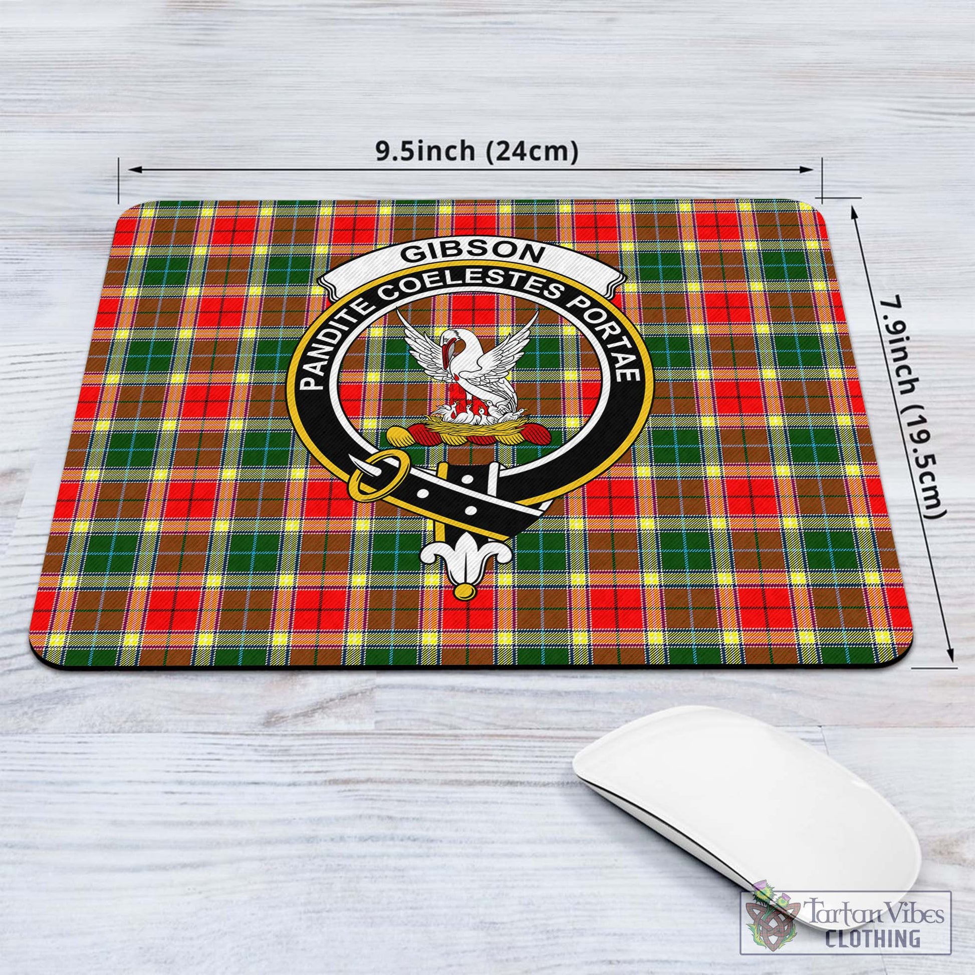 Tartan Vibes Clothing Gibsone (Gibson-Gibbs) Tartan Mouse Pad with Family Crest