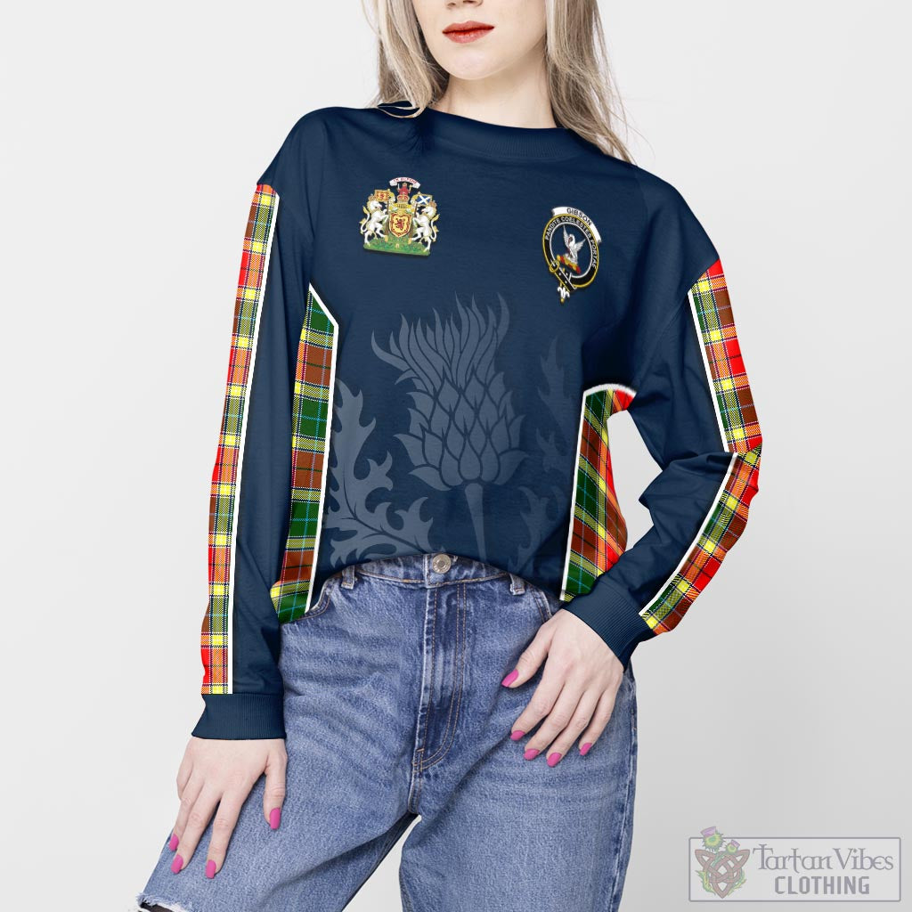 Tartan Vibes Clothing Gibsone (Gibson-Gibbs) Tartan Sweatshirt with Family Crest and Scottish Thistle Vibes Sport Style