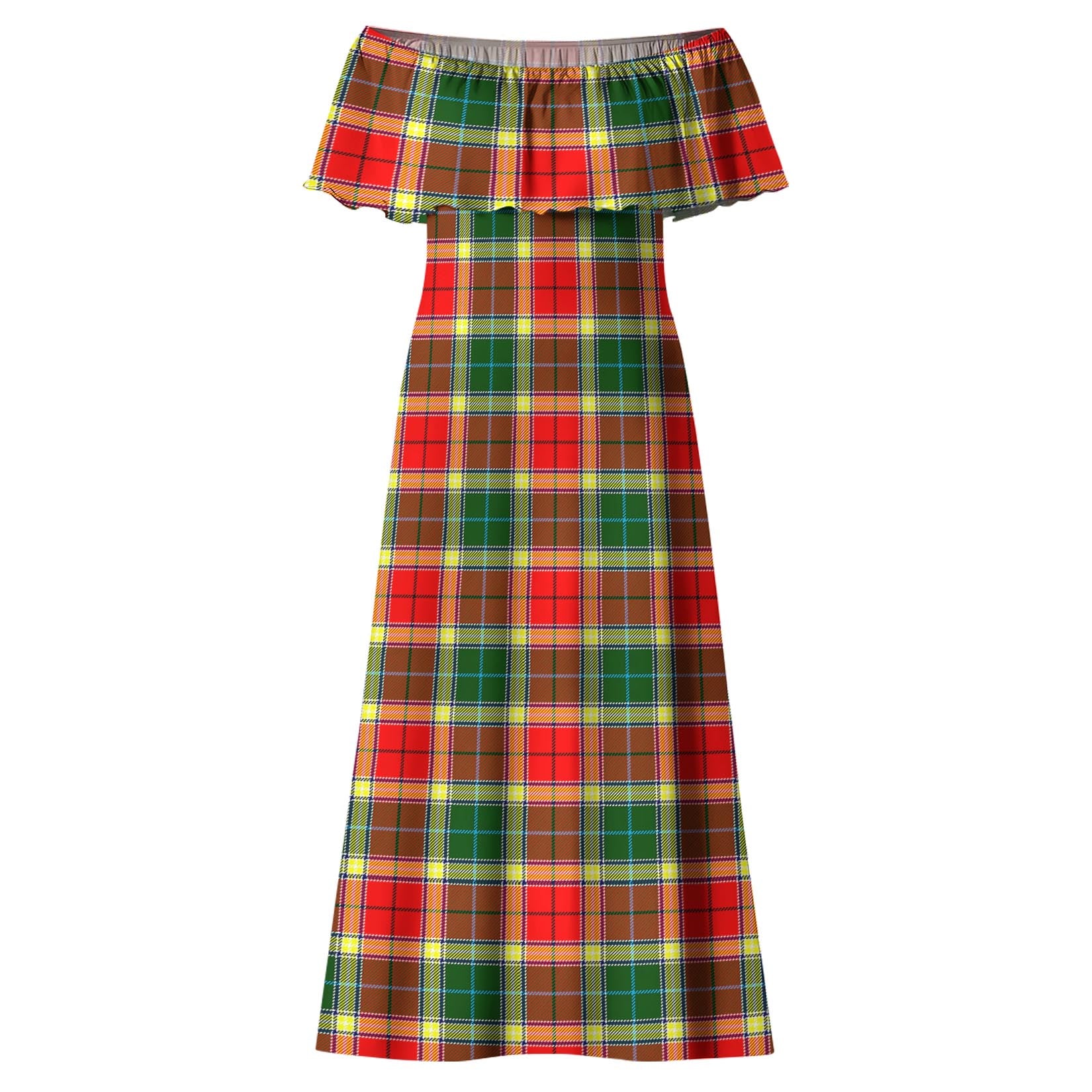 Gibsone (Gibson-Gibbs) Tartan Off Shoulder Long Dress - Tartanvibesclothing