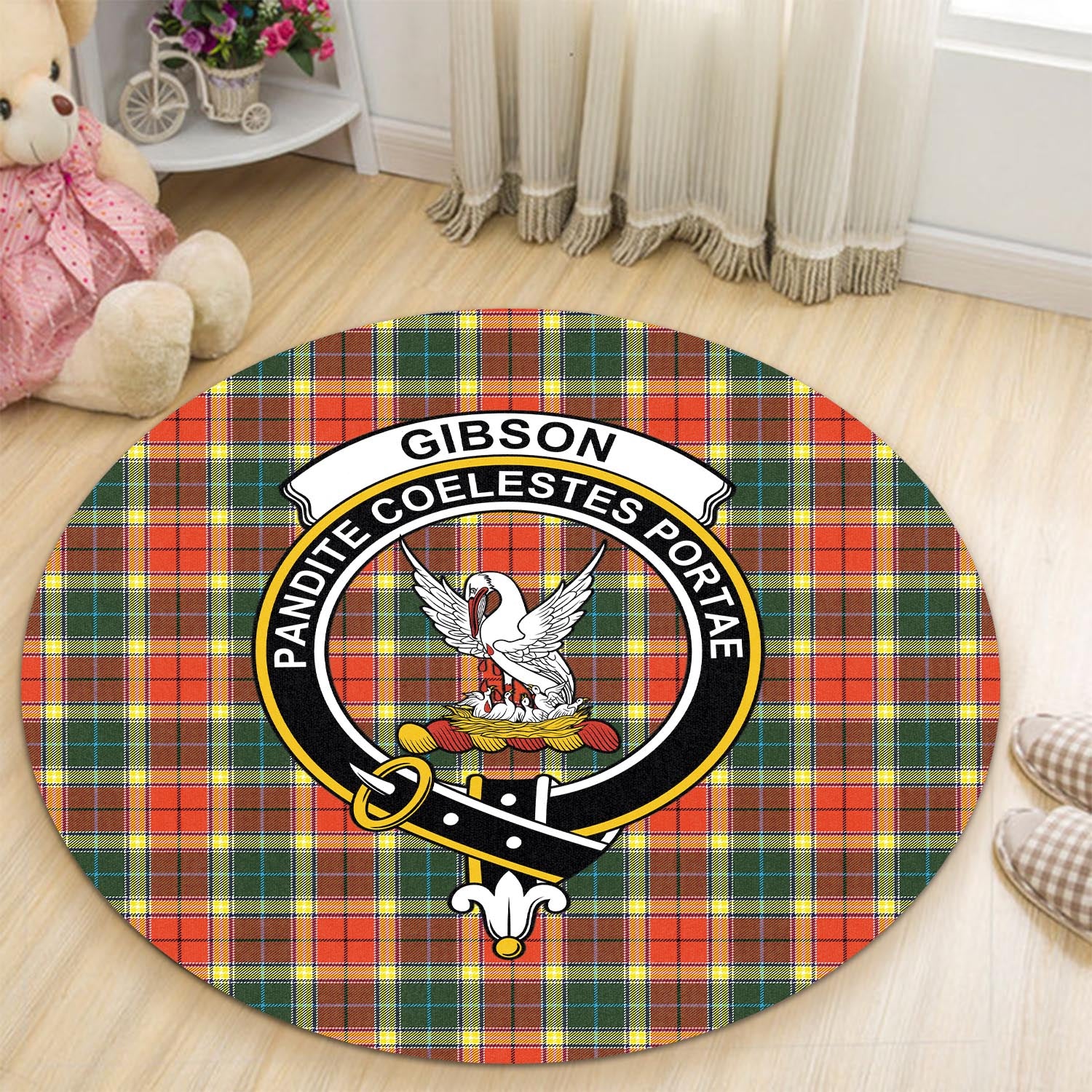 gibsone-gibson-gibbs-tartan-round-rug-with-family-crest