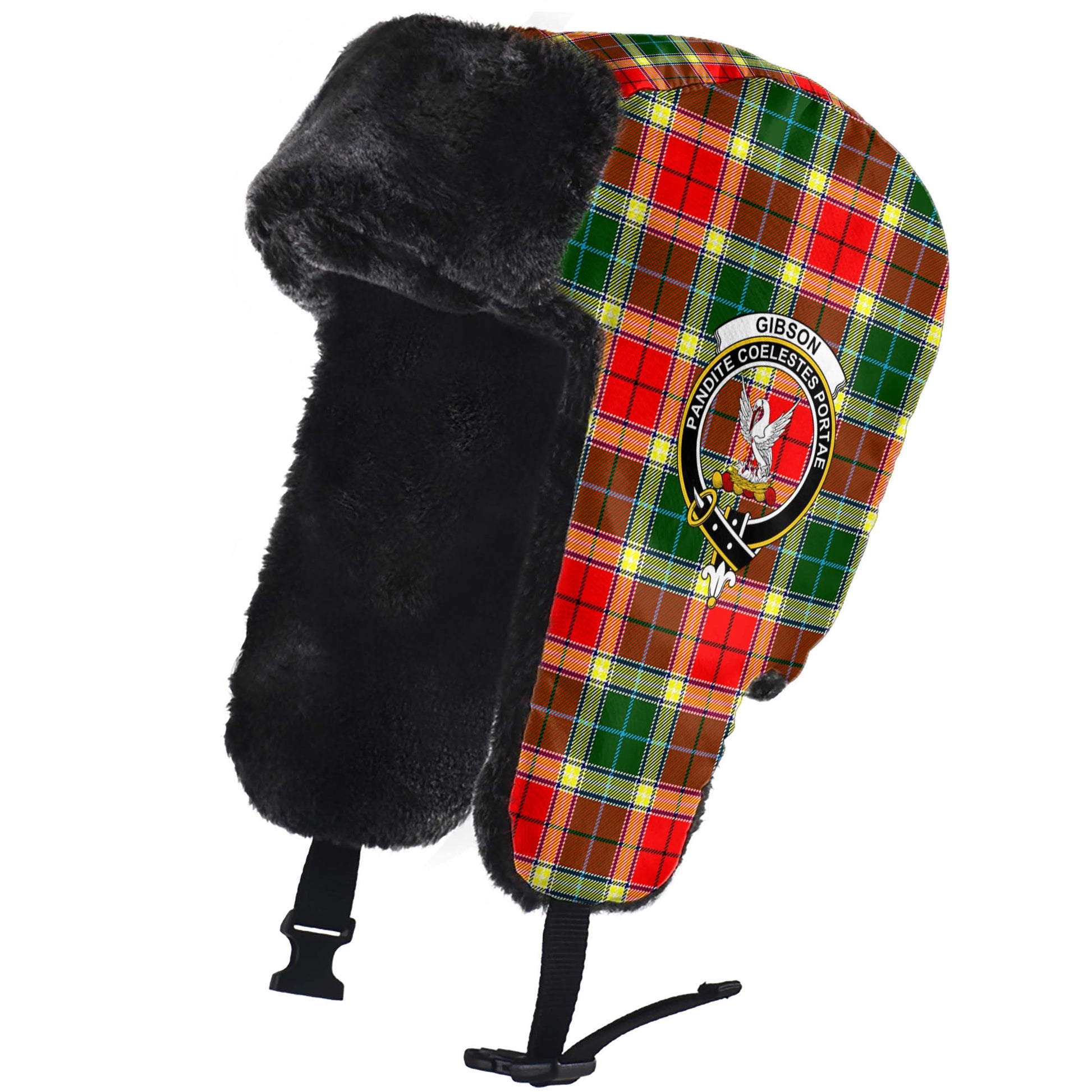 Gibsone (Gibson-Gibbs) Tartan Winter Trapper Hat with Family Crest - Tartanvibesclothing