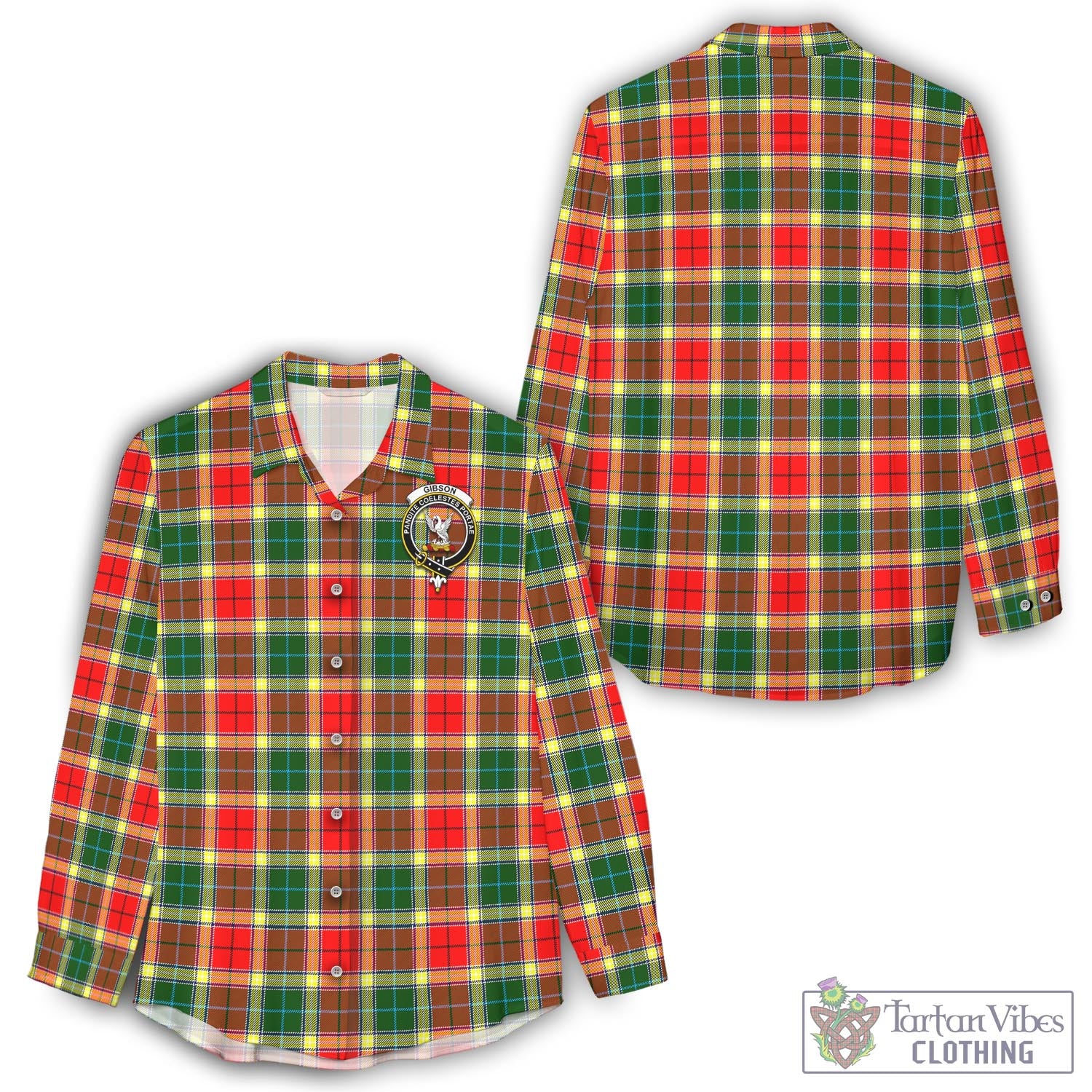 Tartan Vibes Clothing Gibsone (Gibson-Gibbs) Tartan Womens Casual Shirt with Family Crest