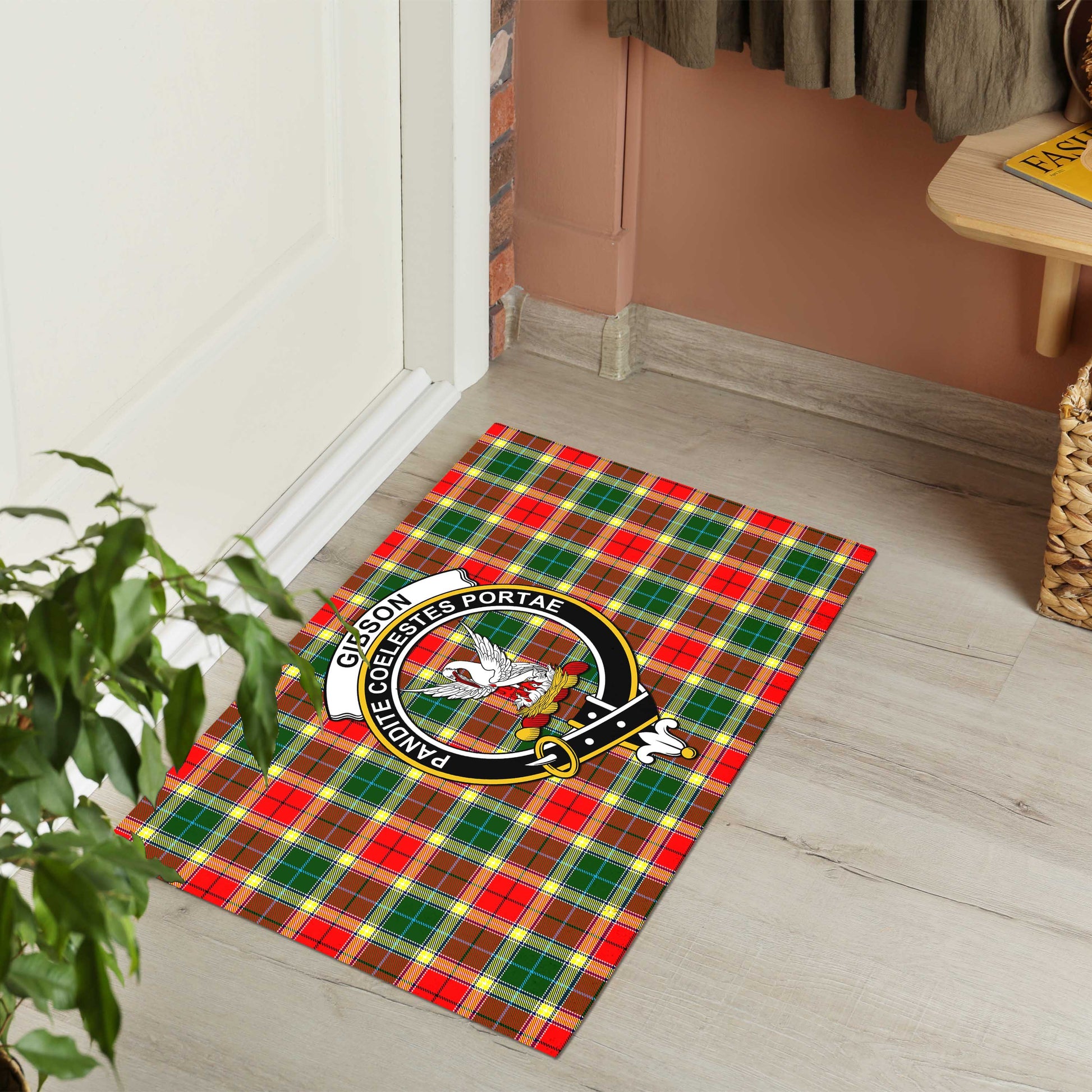 Gibsone (Gibson-Gibbs) Tartan Door Mat with Family Crest - Tartanvibesclothing