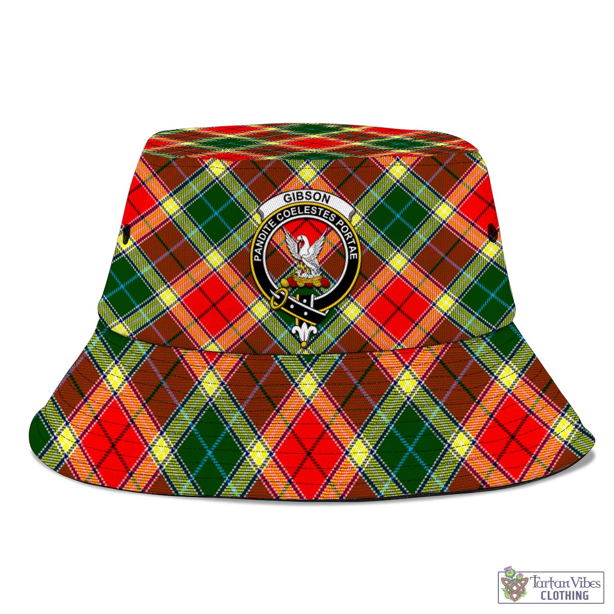 Tartan Vibes Clothing Gibsone (Gibson-Gibbs) Tartan Bucket Hat with Family Crest