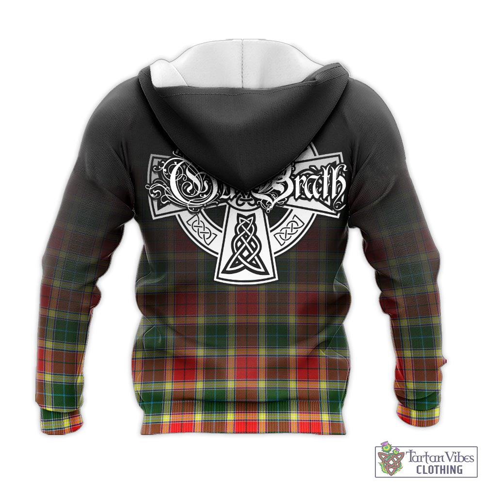 Tartan Vibes Clothing Gibsone (Gibson-Gibbs) Tartan Knitted Hoodie Featuring Alba Gu Brath Family Crest Celtic Inspired