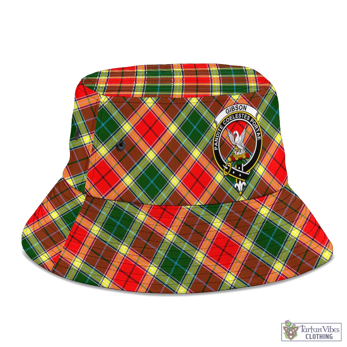 Tartan Vibes Clothing Gibsone (Gibson-Gibbs) Tartan Bucket Hat with Family Crest