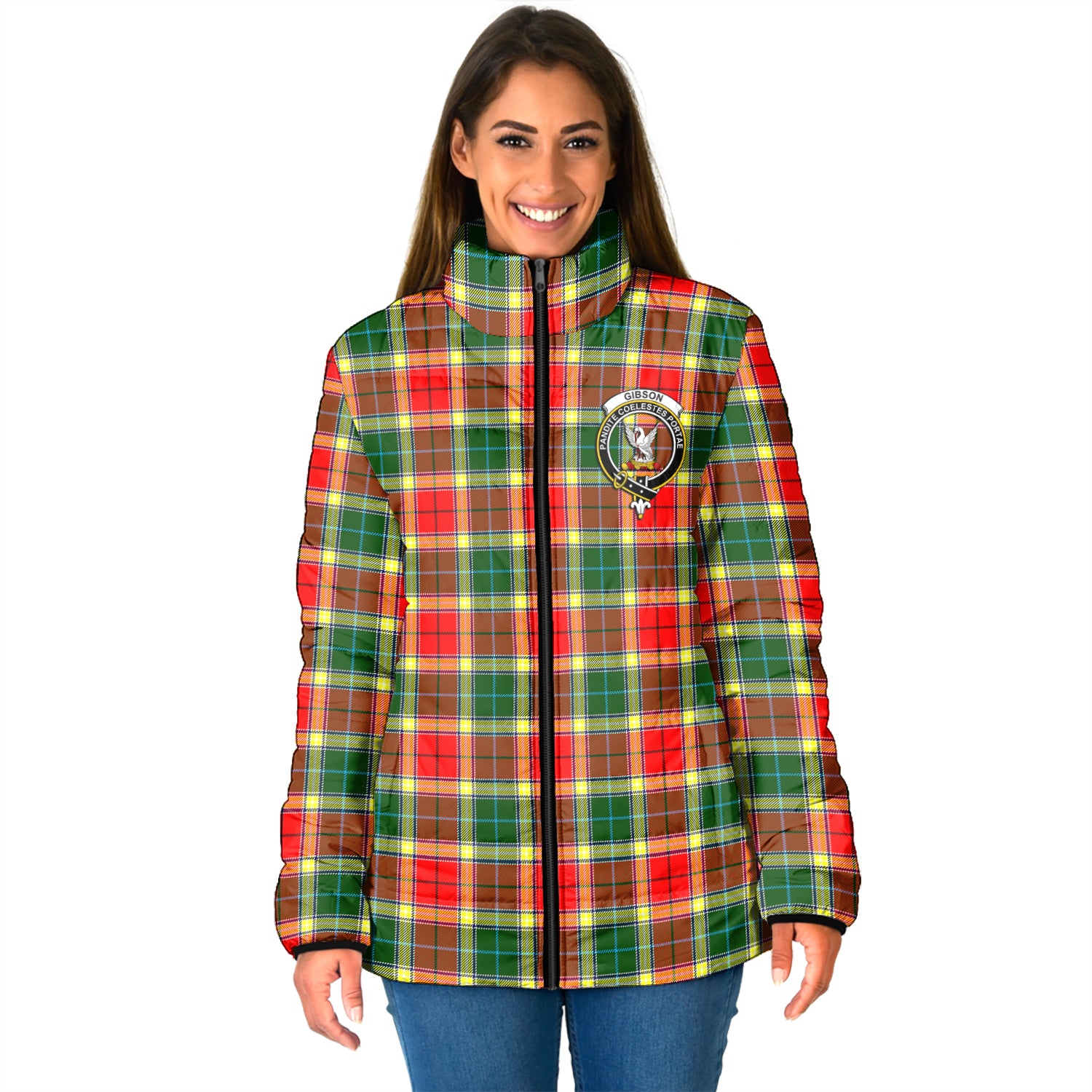 Gibson (Gibbs or Gibsone) Tartan Padded Jacket with Family Crest - Tartan Vibes Clothing