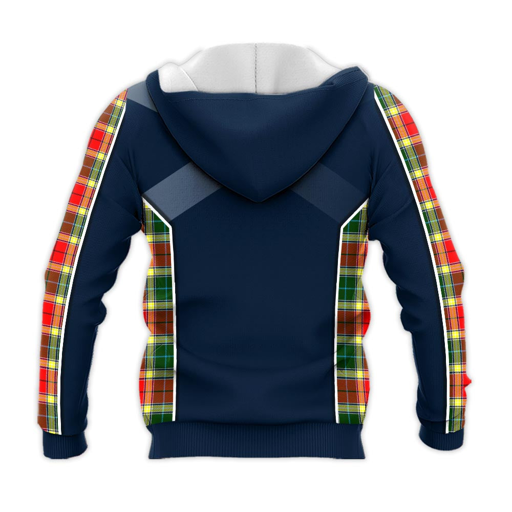 Tartan Vibes Clothing Gibsone (Gibson-Gibbs) Tartan Knitted Hoodie with Family Crest and Scottish Thistle Vibes Sport Style