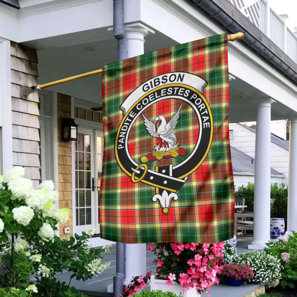 Gibson (Gibbs or Gibsone) Tartan Flag with Family Crest - Tartan Vibes Clothing