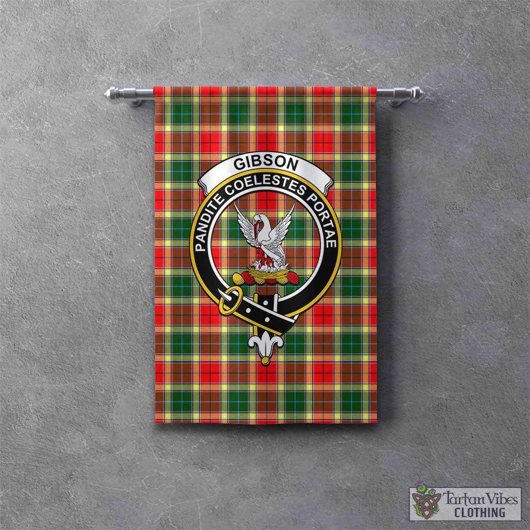 Gibsone (Gibson-Gibbs) Tartan Gonfalon, Tartan Banner with Family Cres ...