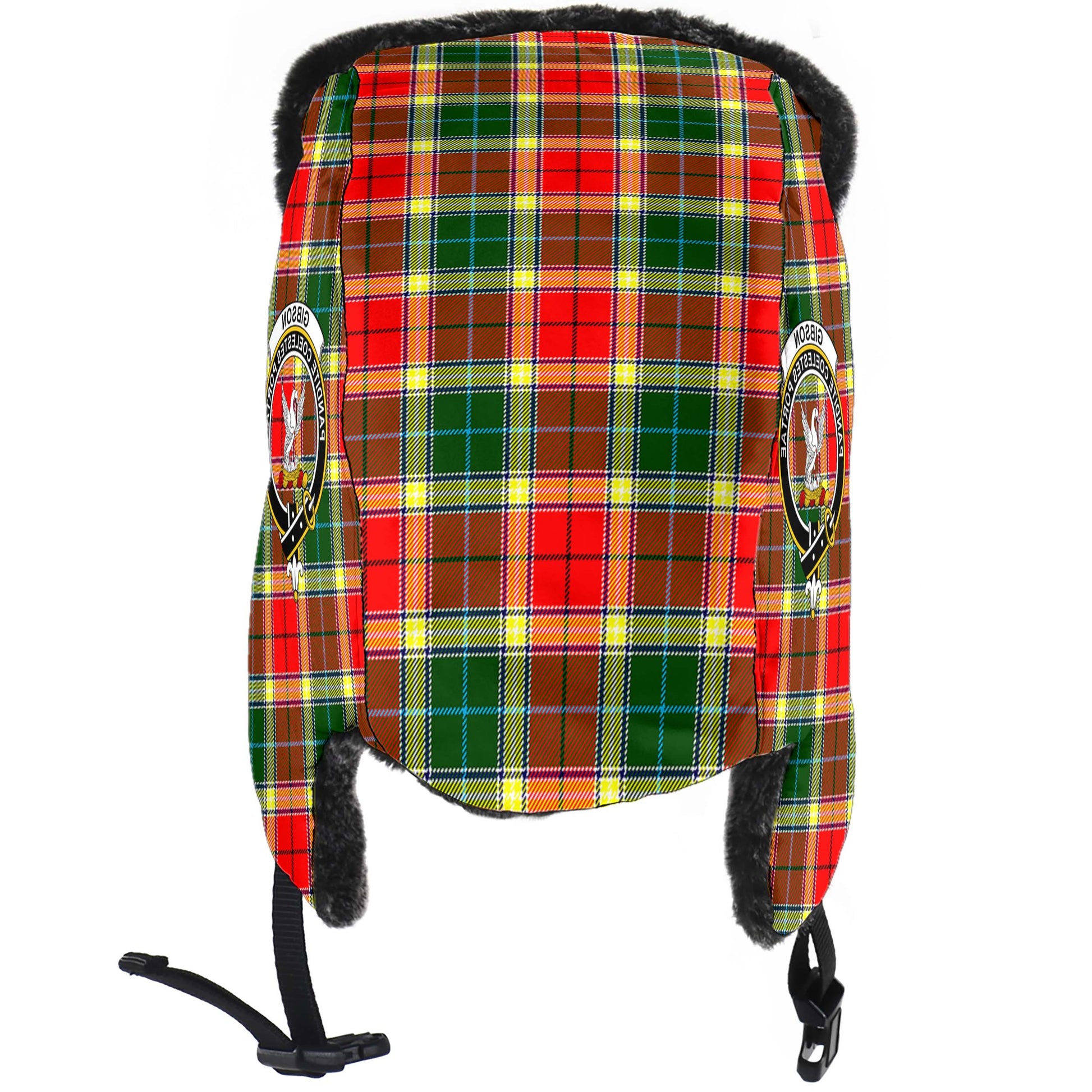 Gibsone (Gibson-Gibbs) Tartan Winter Trapper Hat with Family Crest - Tartanvibesclothing