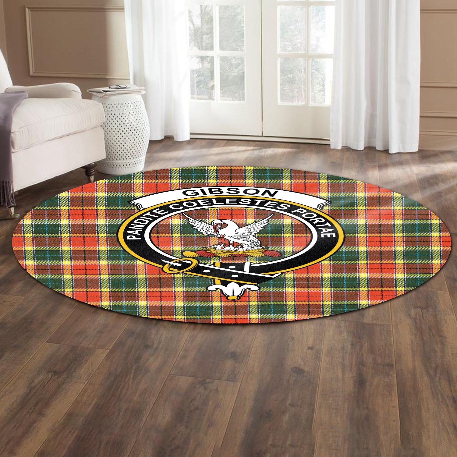 gibsone-gibson-gibbs-tartan-round-rug-with-family-crest