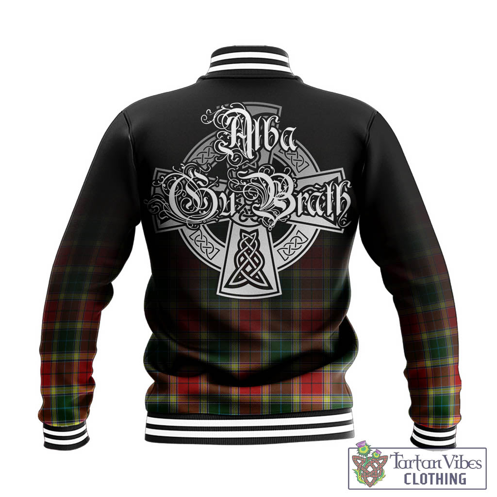 Tartan Vibes Clothing Gibsone (Gibson-Gibbs) Tartan Baseball Jacket Featuring Alba Gu Brath Family Crest Celtic Inspired