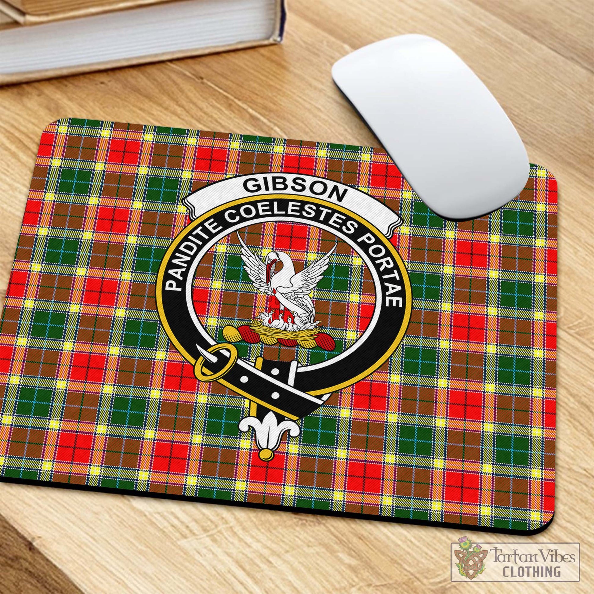 Tartan Vibes Clothing Gibsone (Gibson-Gibbs) Tartan Mouse Pad with Family Crest