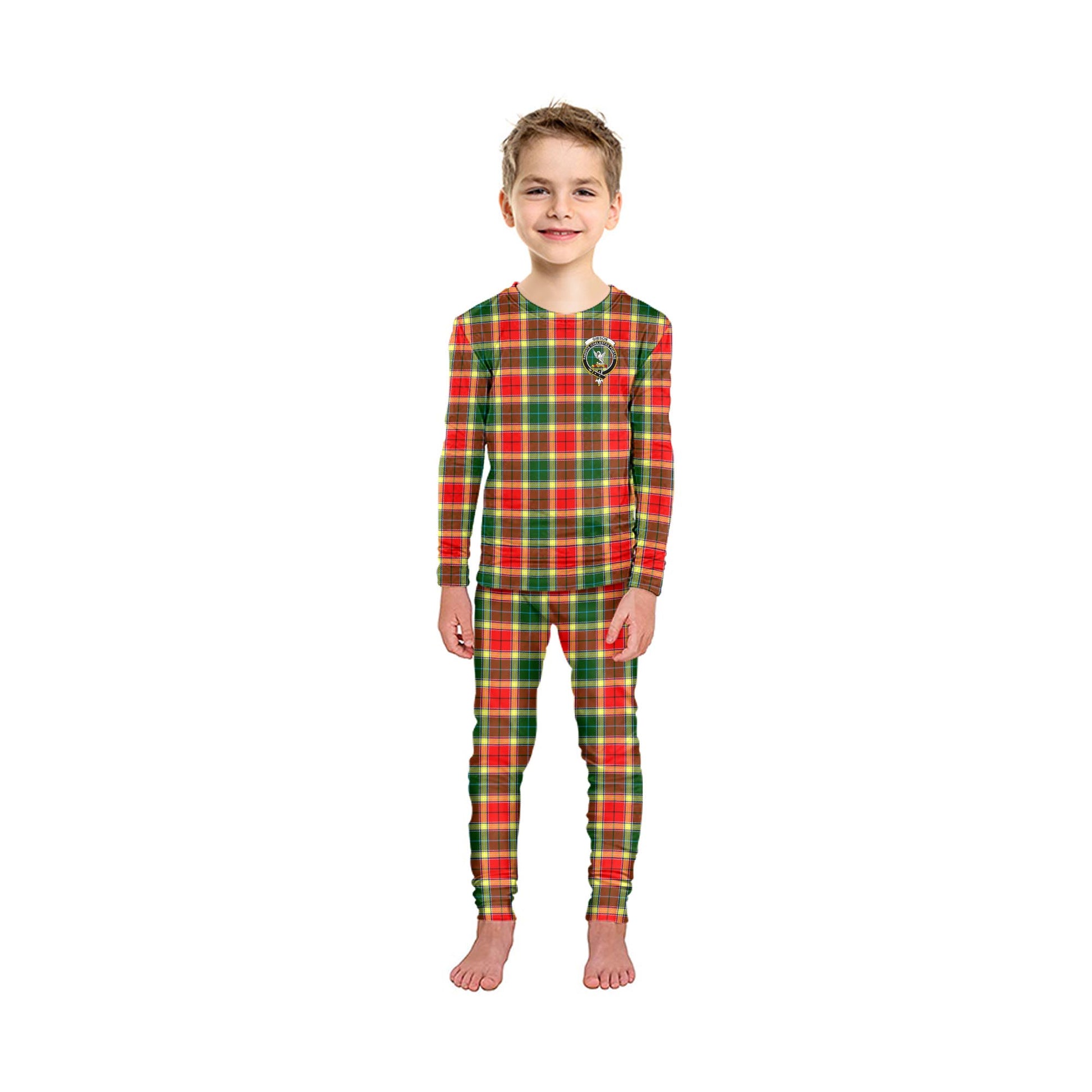 Gibson (Gibbs or Gibsone) Tartan Pajamas Family Set with Family Crest - Tartan Vibes Clothing