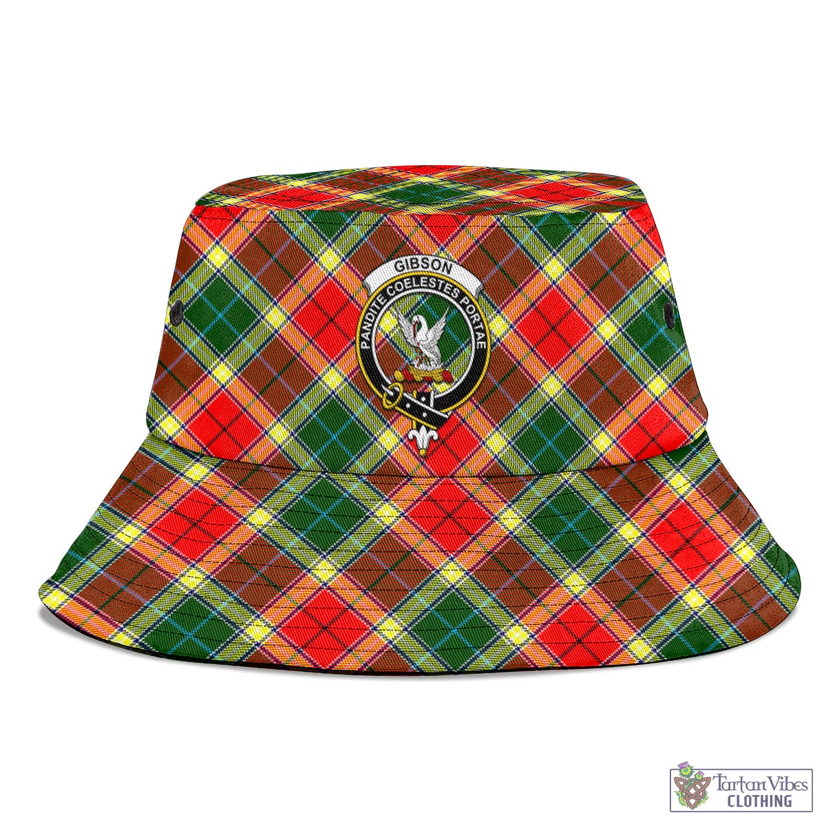 Tartan Vibes Clothing Gibsone (Gibson-Gibbs) Tartan Bucket Hat with Family Crest