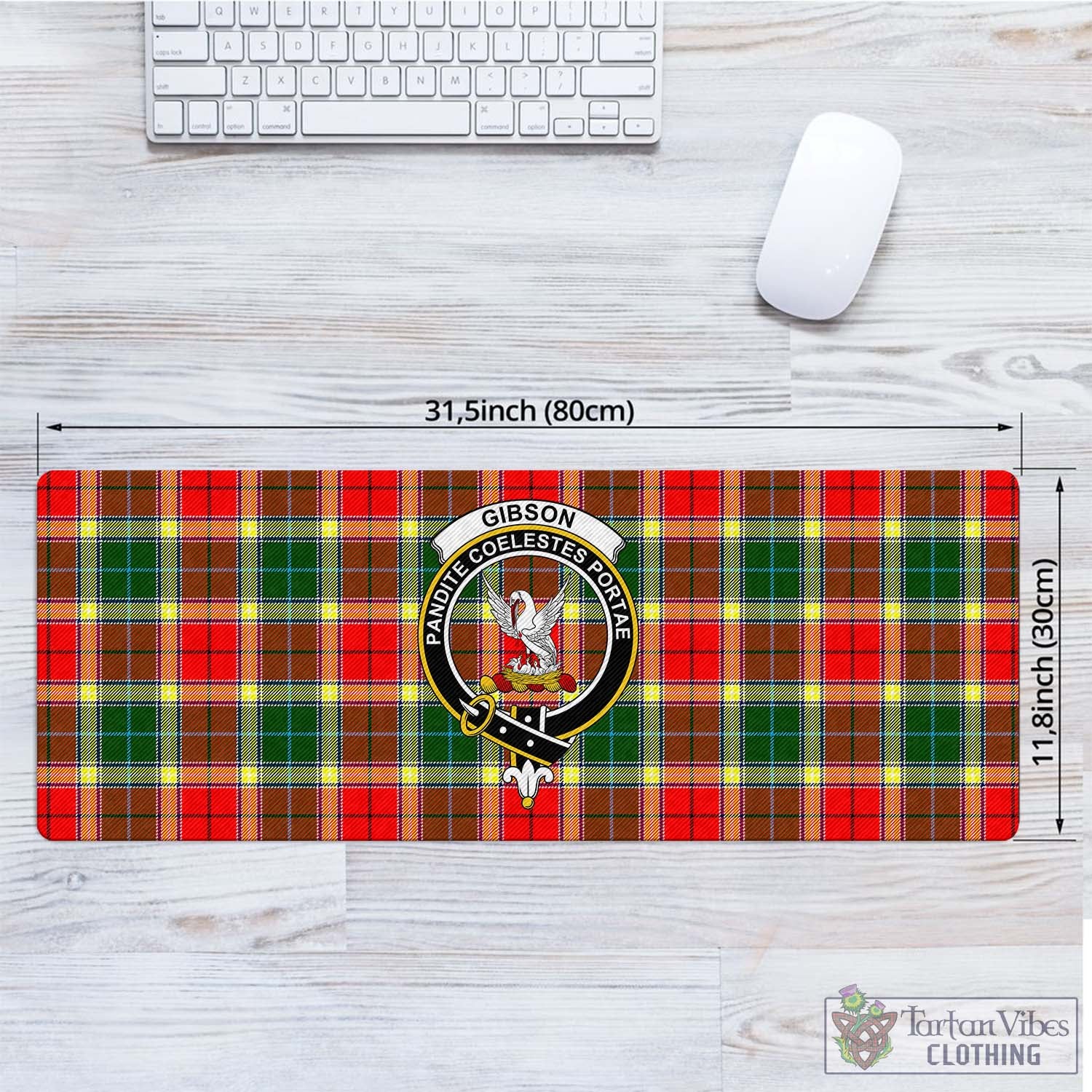 Tartan Vibes Clothing Gibsone (Gibson-Gibbs) Tartan Mouse Pad with Family Crest