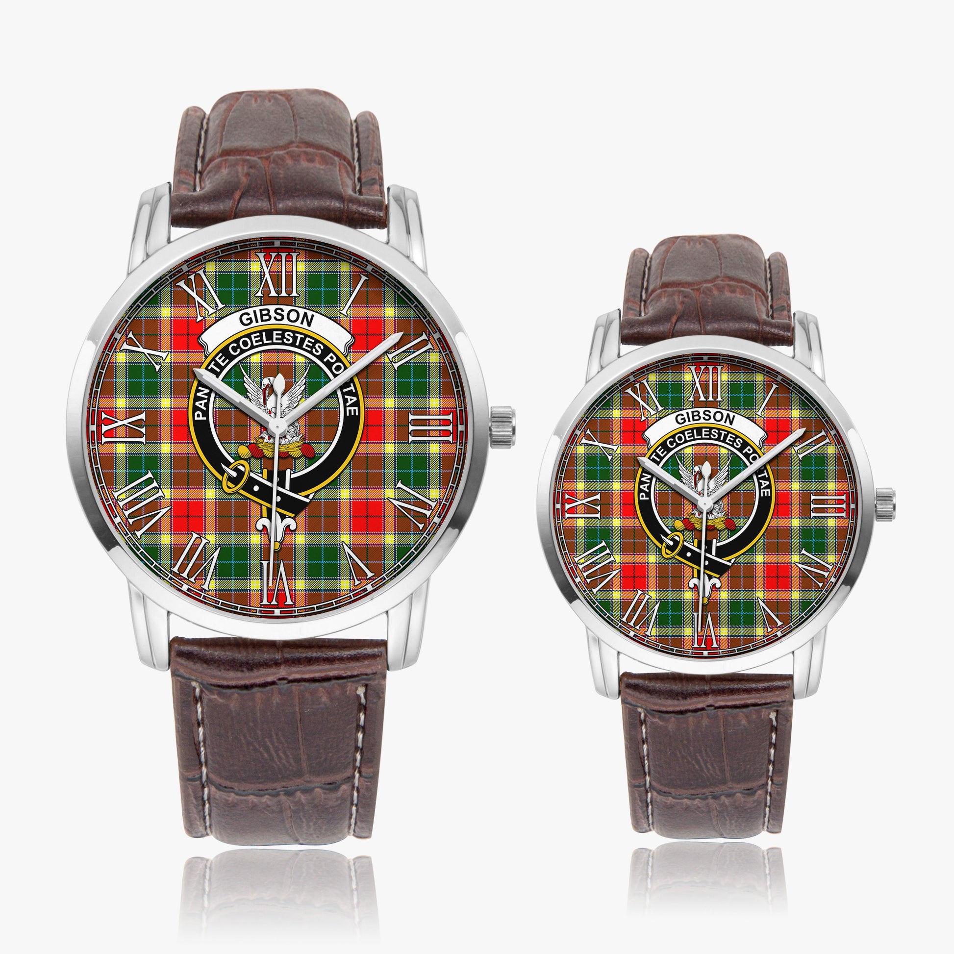 Gibsone (Gibson-Gibbs) Tartan Family Crest Leather Strap Quartz Watch - Tartanvibesclothing