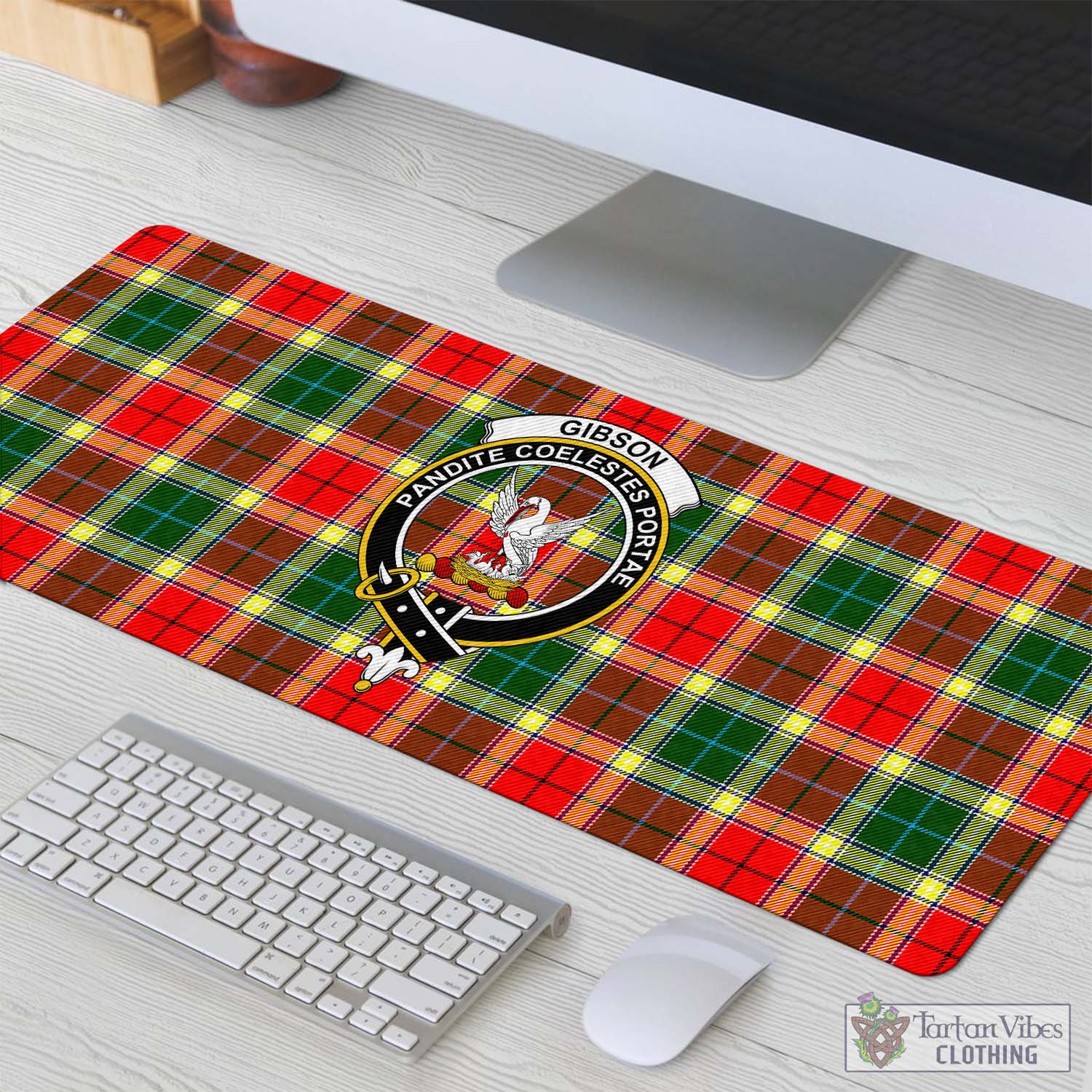 Tartan Vibes Clothing Gibsone (Gibson-Gibbs) Tartan Mouse Pad with Family Crest