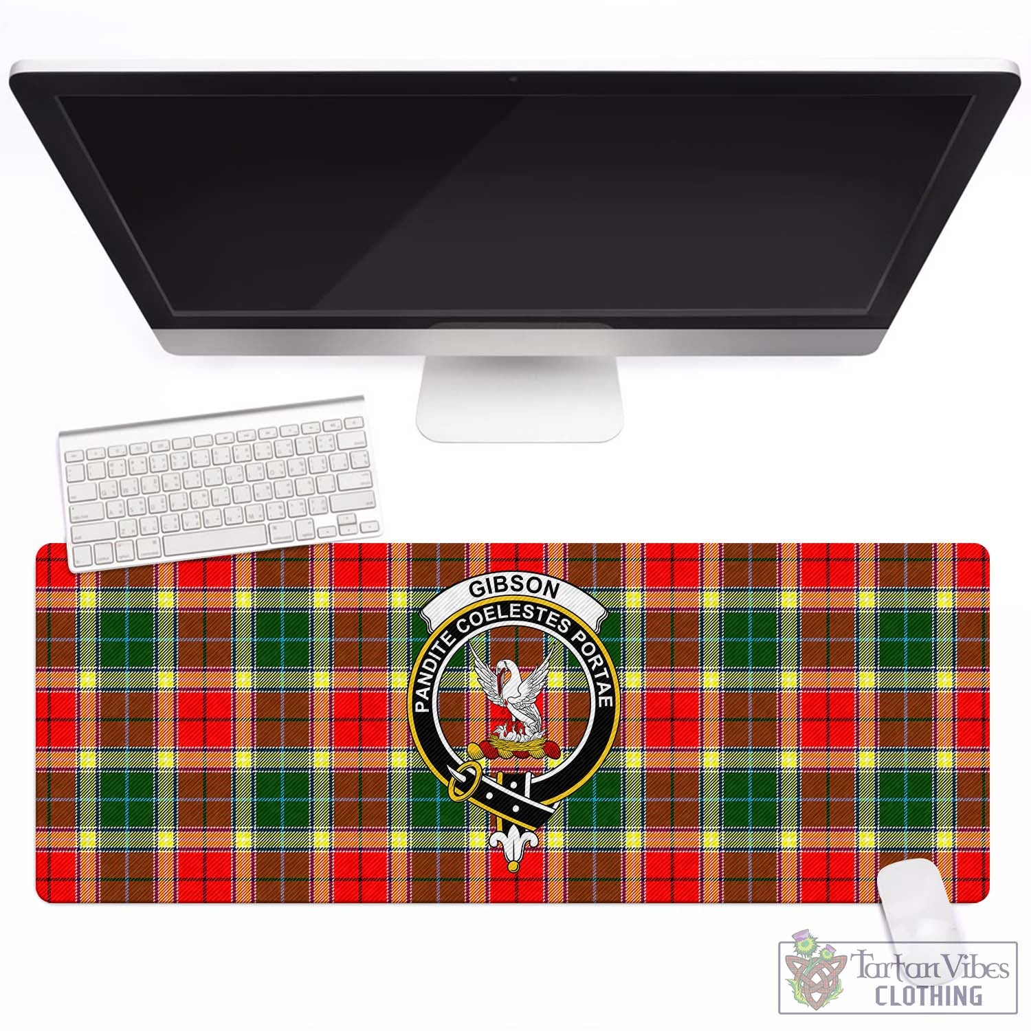 Tartan Vibes Clothing Gibsone (Gibson-Gibbs) Tartan Mouse Pad with Family Crest