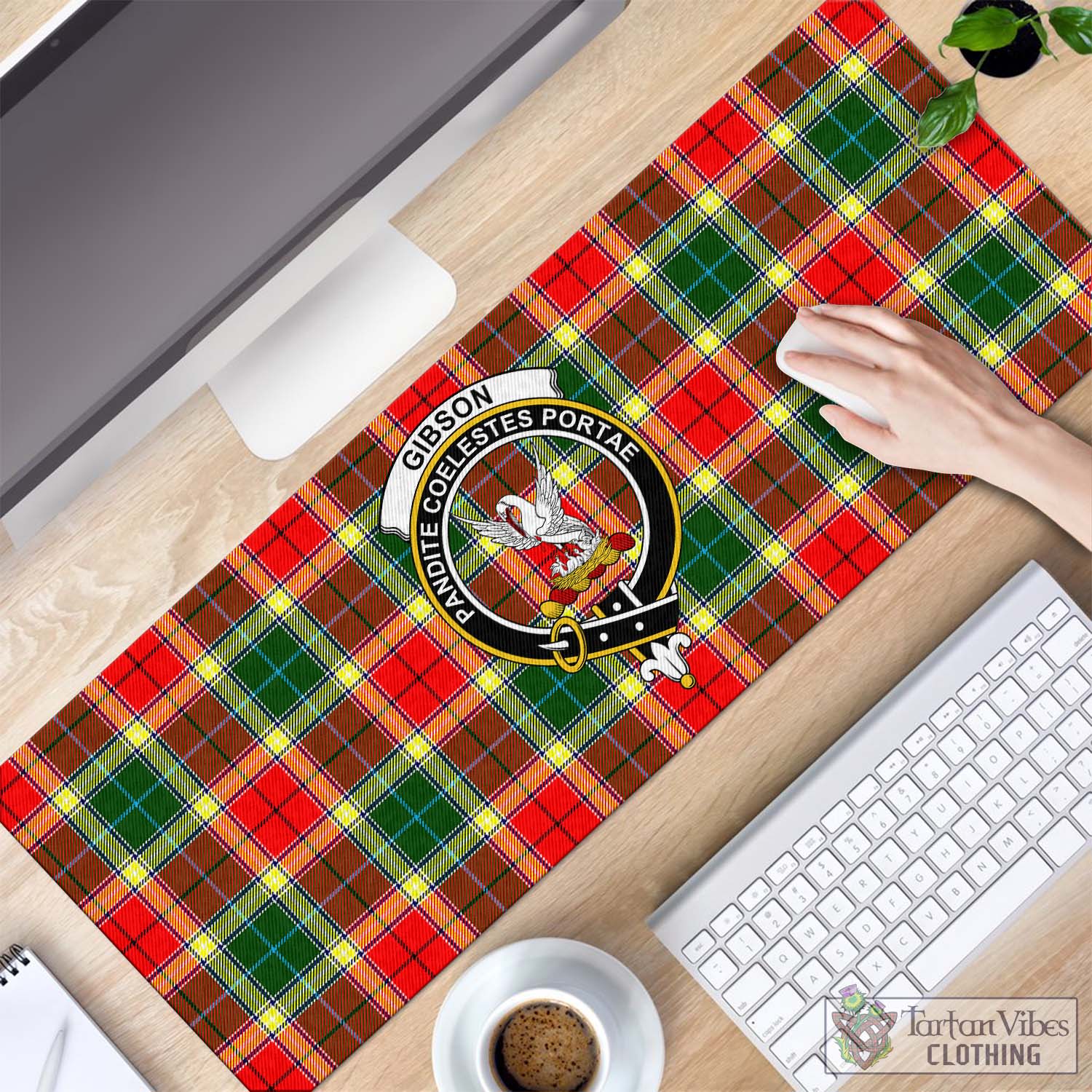 Tartan Vibes Clothing Gibsone (Gibson-Gibbs) Tartan Mouse Pad with Family Crest