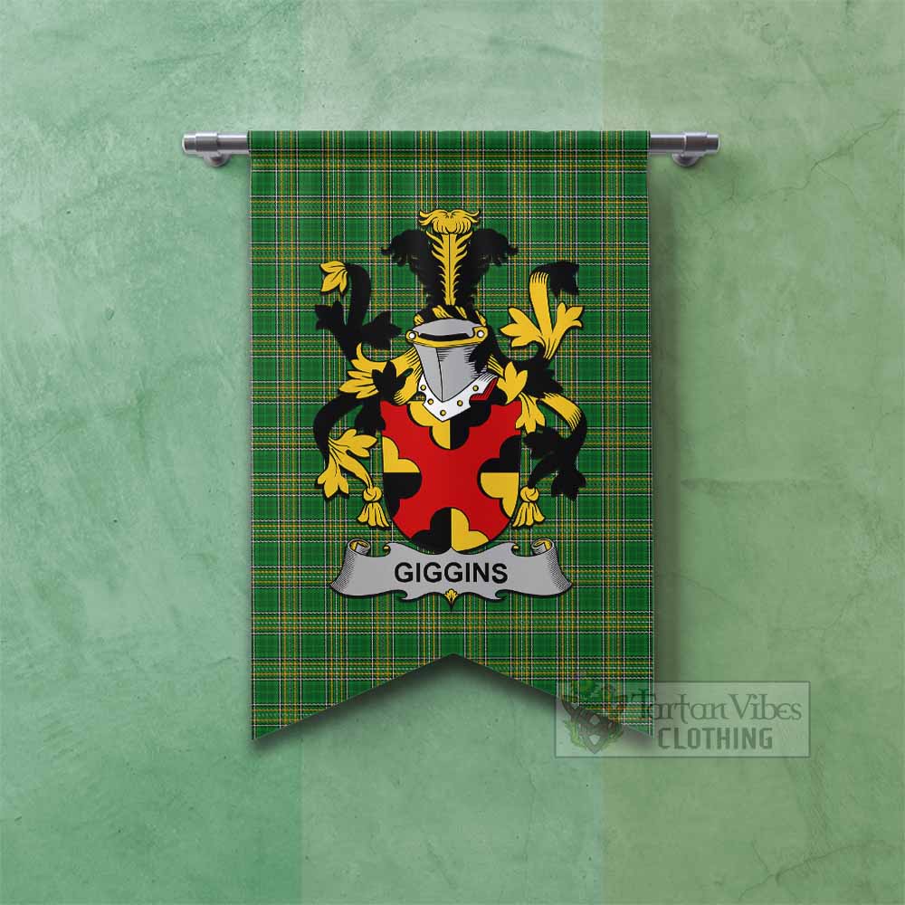 Giggins Irish Clan Tartan Gonfalon, Tartan Banner with Coat of Arms Fishtail - Tartan Vibes Clothing