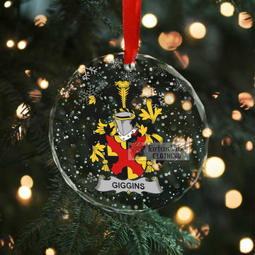 Giggins Irish Clan Christmas Glass Ornament with Coat of Arms