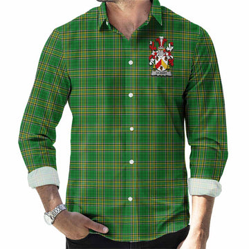 Gilbert Irish Clan Tartan Long Sleeve Button Up with Coat of Arms