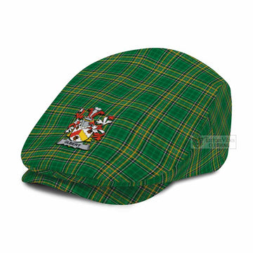 Gilbert Irish Clan Tartan Jeff Cap, Tartan Flat Cap with Coat of Arm - Tartan Vibes Clothing