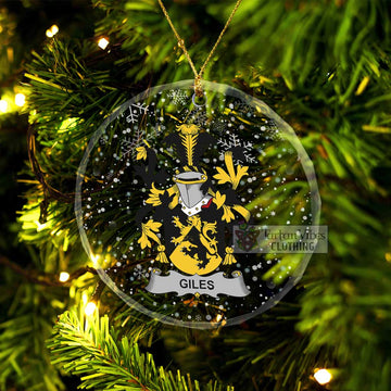 Giles Irish Clan Christmas Glass Ornament with Coat of Arms