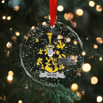 Giles Irish Clan Christmas Glass Ornament with Coat of Arms