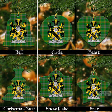 Gillson Irish Clan Tartan Christmas Ceramic Ornament with Coat of Arms