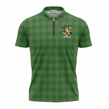 Gillson Irish Clan Tartan Zipper Polo Shirt with Coat of Arms