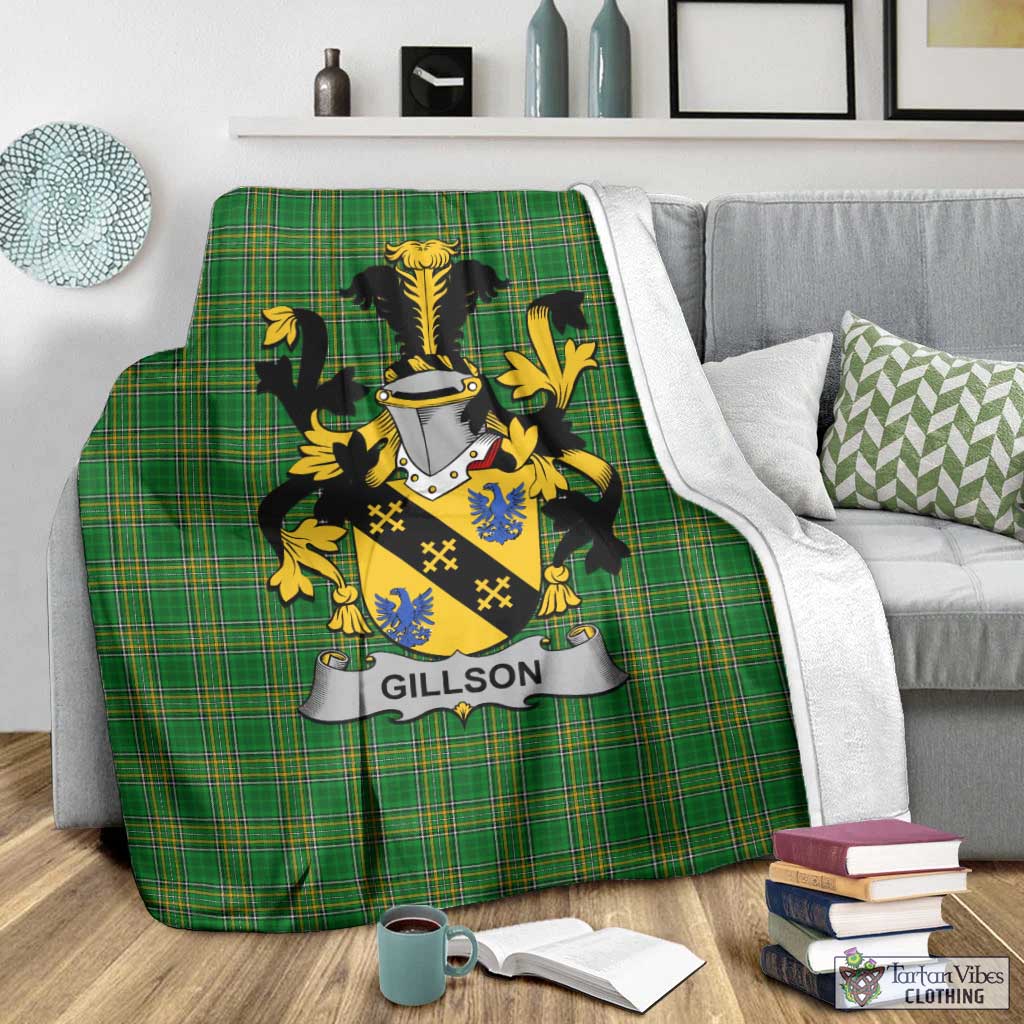 Tartan Vibes Clothing Gillson Irish Clan Tartan Blanket with Coat of Arms