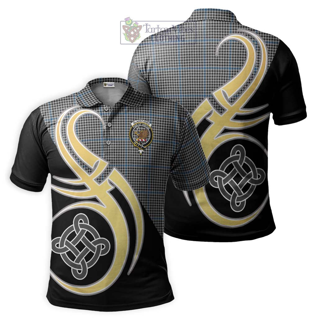 Tartan Vibes Clothing Gladstanes Tartan Polo Shirt with Family Crest and Celtic Symbol Style