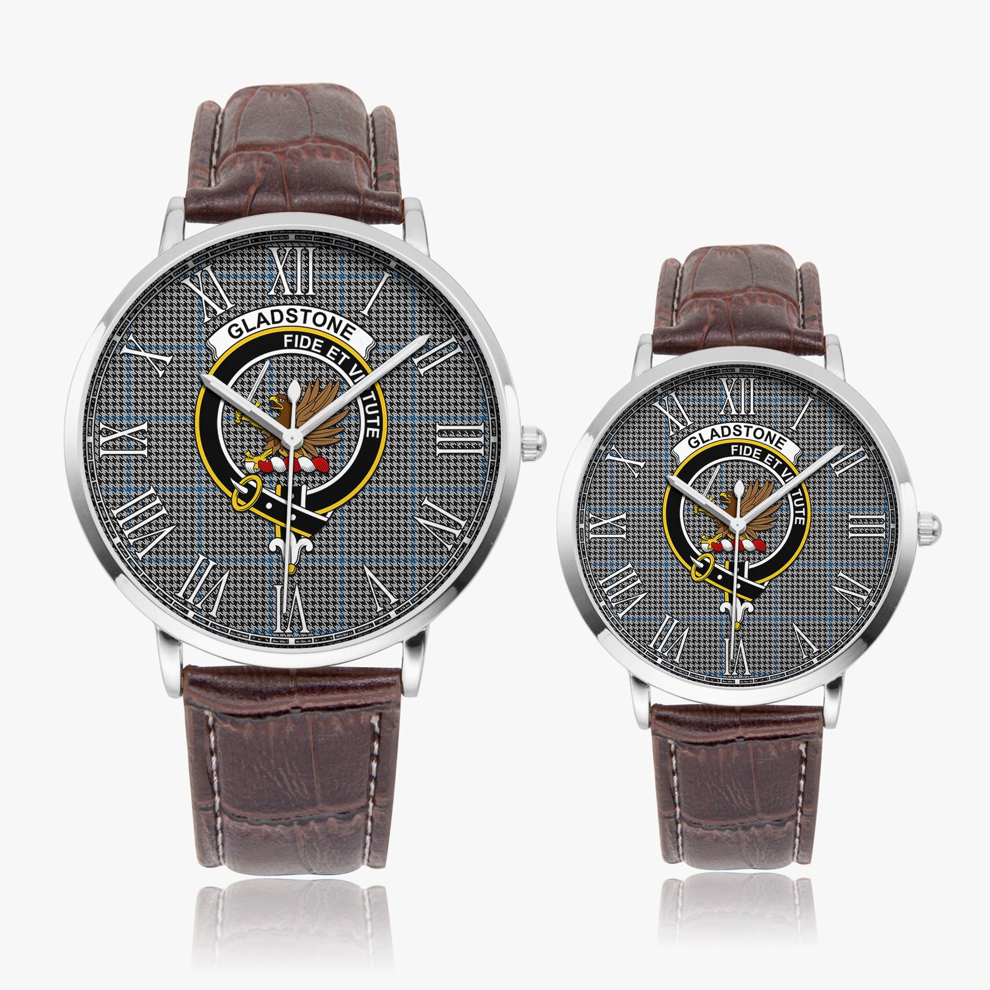 Gladstone Tartan Family Crest Leather Strap Quartz Watch - Tartanvibesclothing