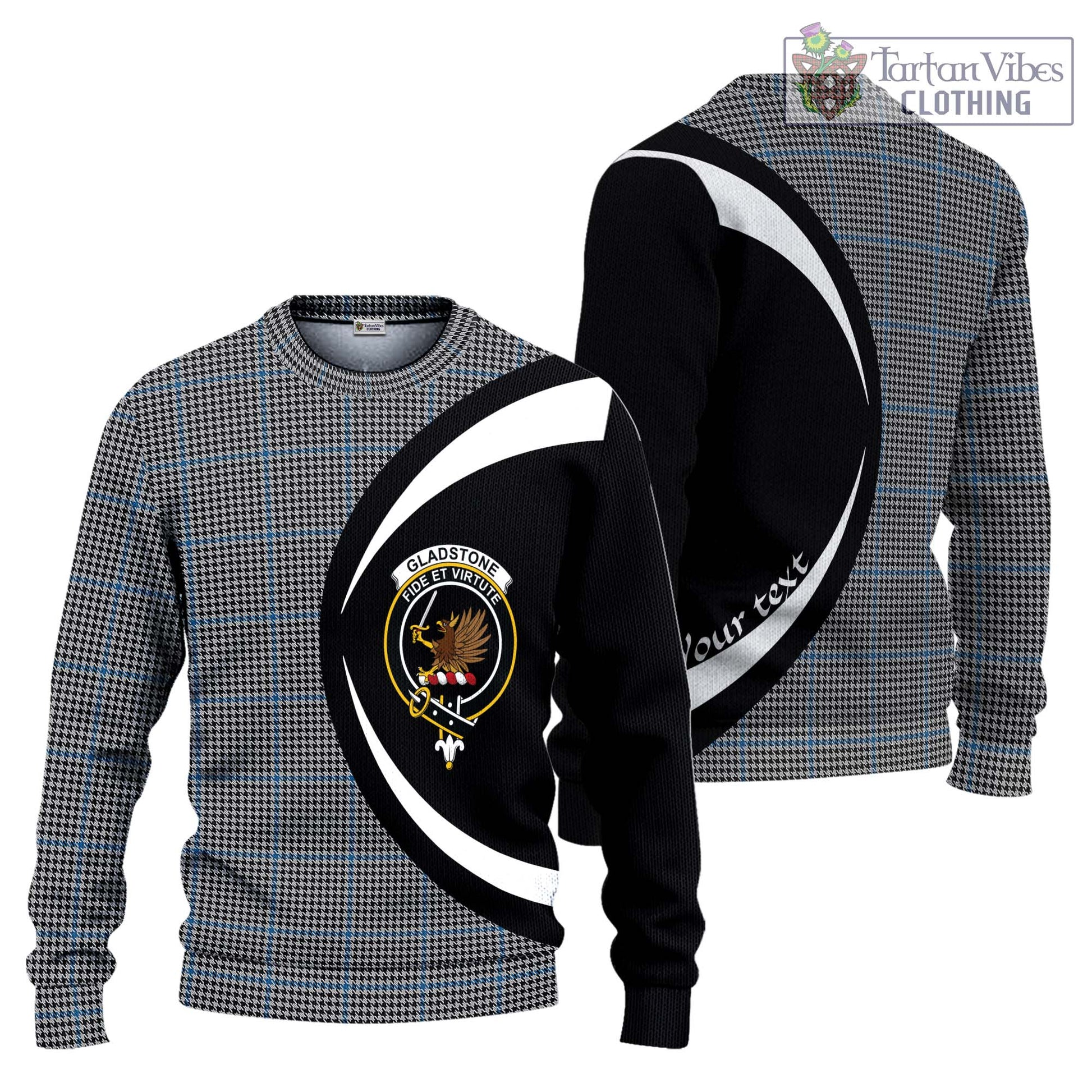 Gladstone Tartan Ugly Sweater with Family Crest Circle Style Unisex - Tartan Vibes Clothing