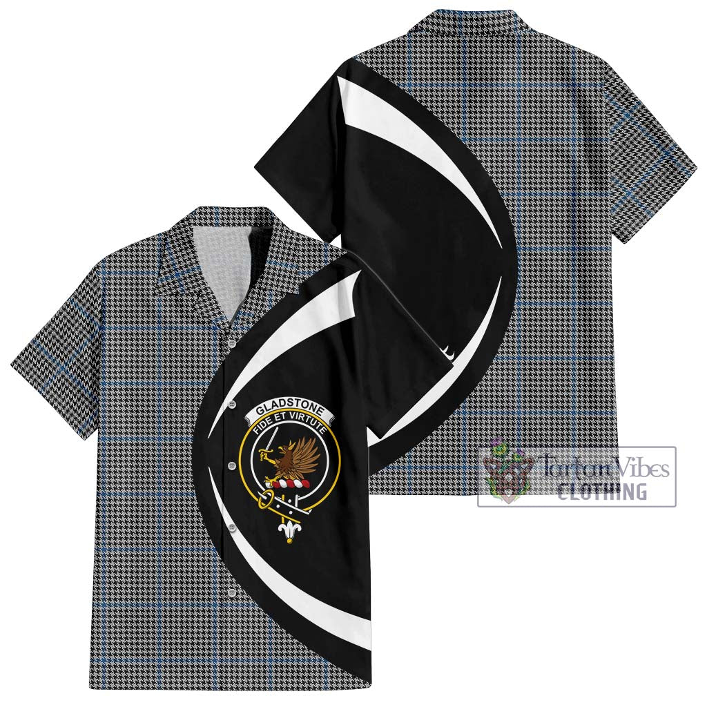 Gladstone Tartan Short Sleeve Button Up with Family Crest Circle Style Kid - Tartan Vibes Clothing