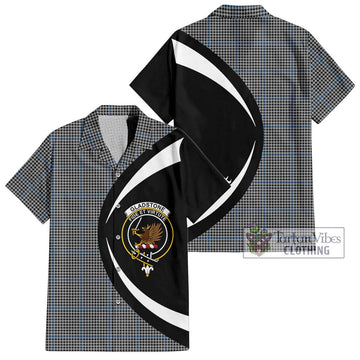 Gladstone Tartan Short Sleeve Button Up with Family Crest Circle Style