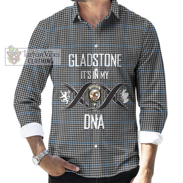 Gladstone Tartan Long Sleeve Button Shirt with Family Crest DNA In Me Style