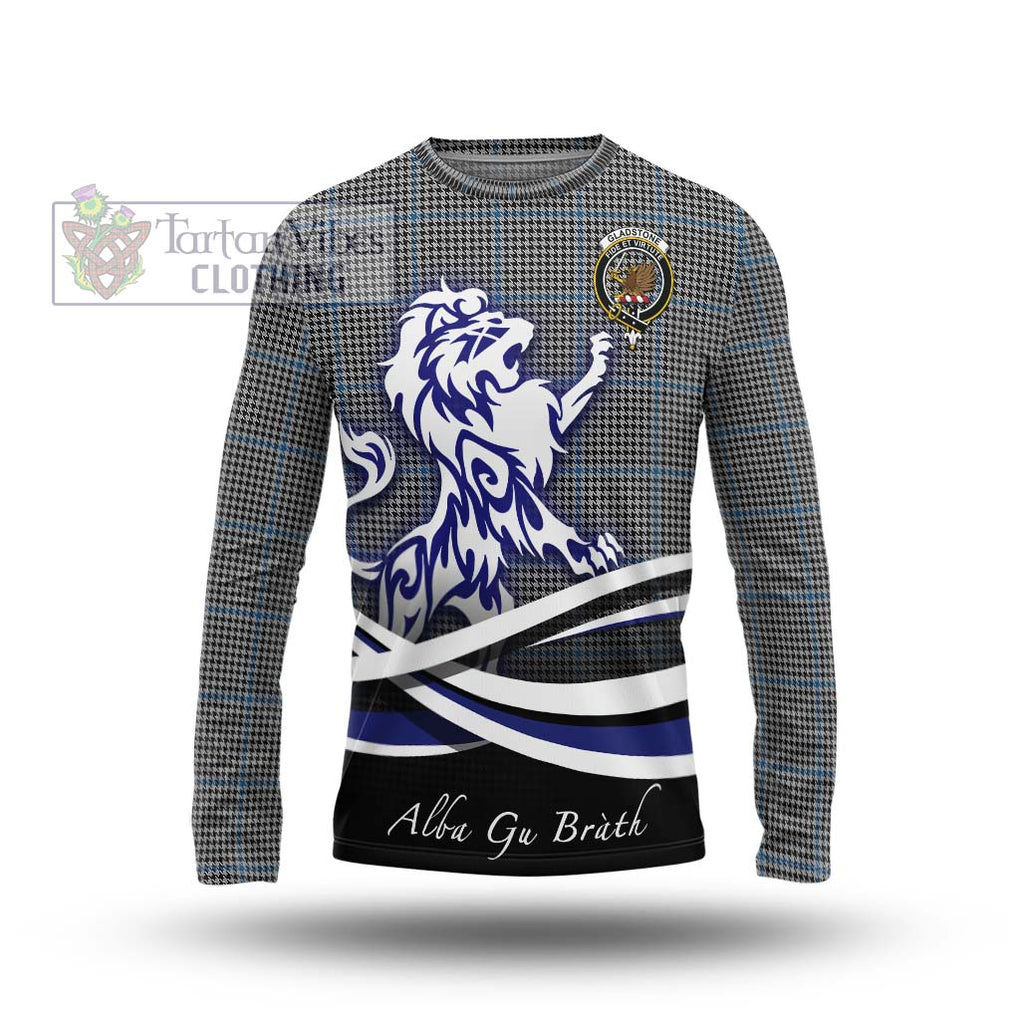 Gladstone Tartan Long Sleeve T-Shirt with Alba Gu Brath Regal Lion Emblem Unisex - Tartanvibesclothing Shop