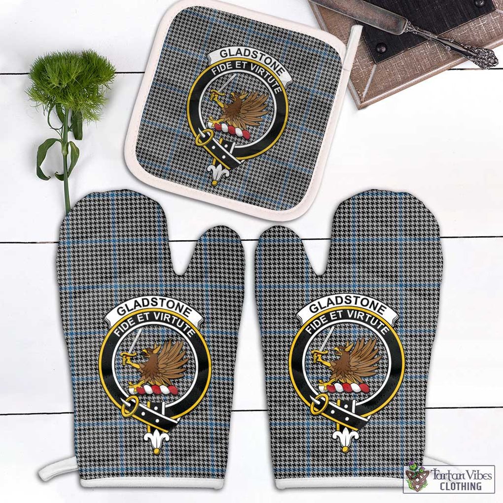 Gladstone Tartan Combo Oven Mitt & Pot-Holder with Family Crest Combo 1 Oven Mitt & 1 Pot-Holder White - Tartan Vibes Clothing