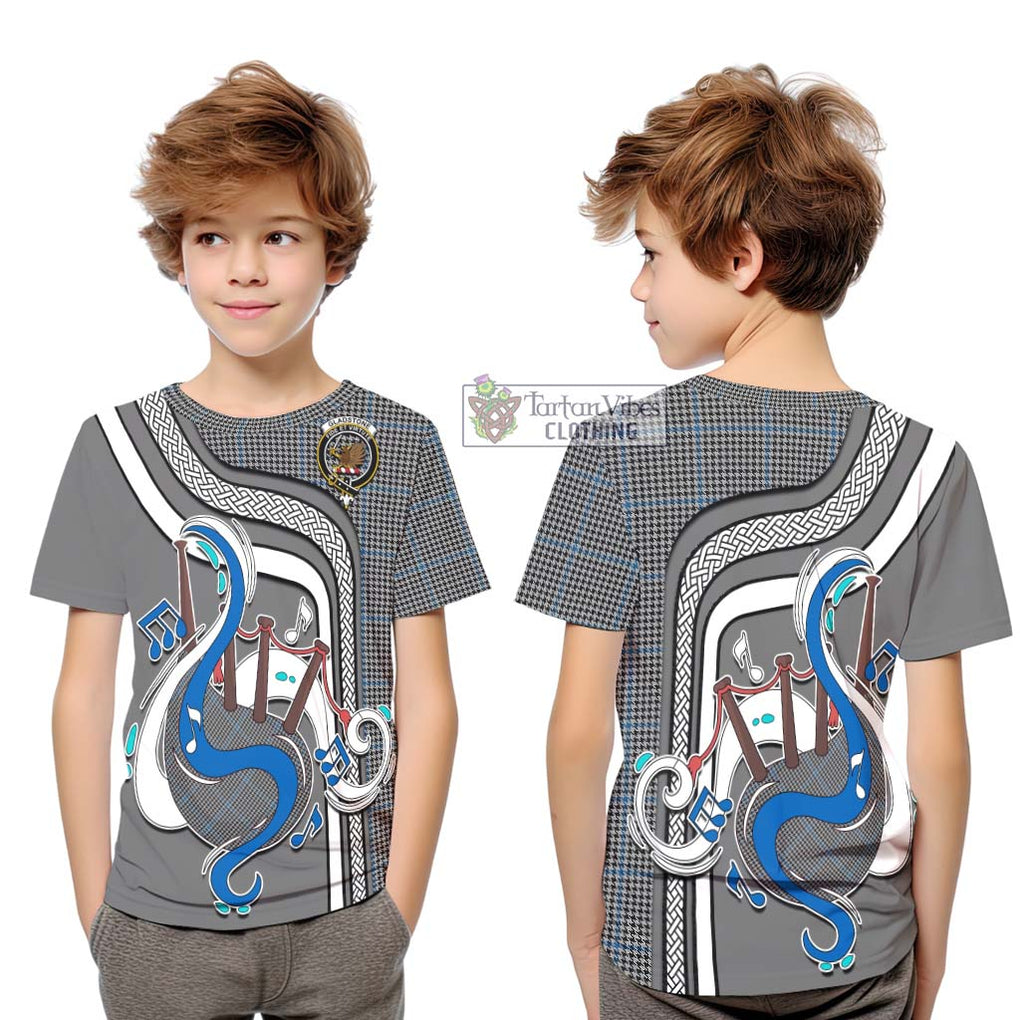 Tartan Vibes Clothing Gladstone Tartan Kid T-Shirt with Epic Bagpipe Style