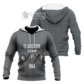 Gladstone Tartan Knitted Hoodie with Family Crest DNA In Me Style